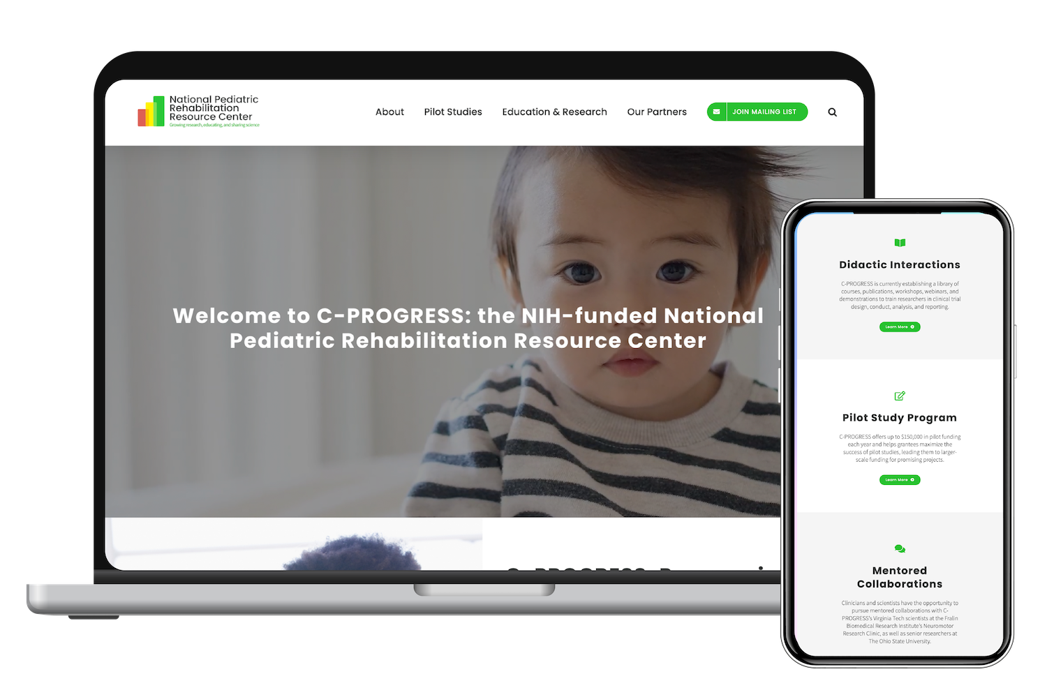 Website made by Whitney Slightham at Mesa Marketing for the National Pediatric Rehabilitation Resource Center