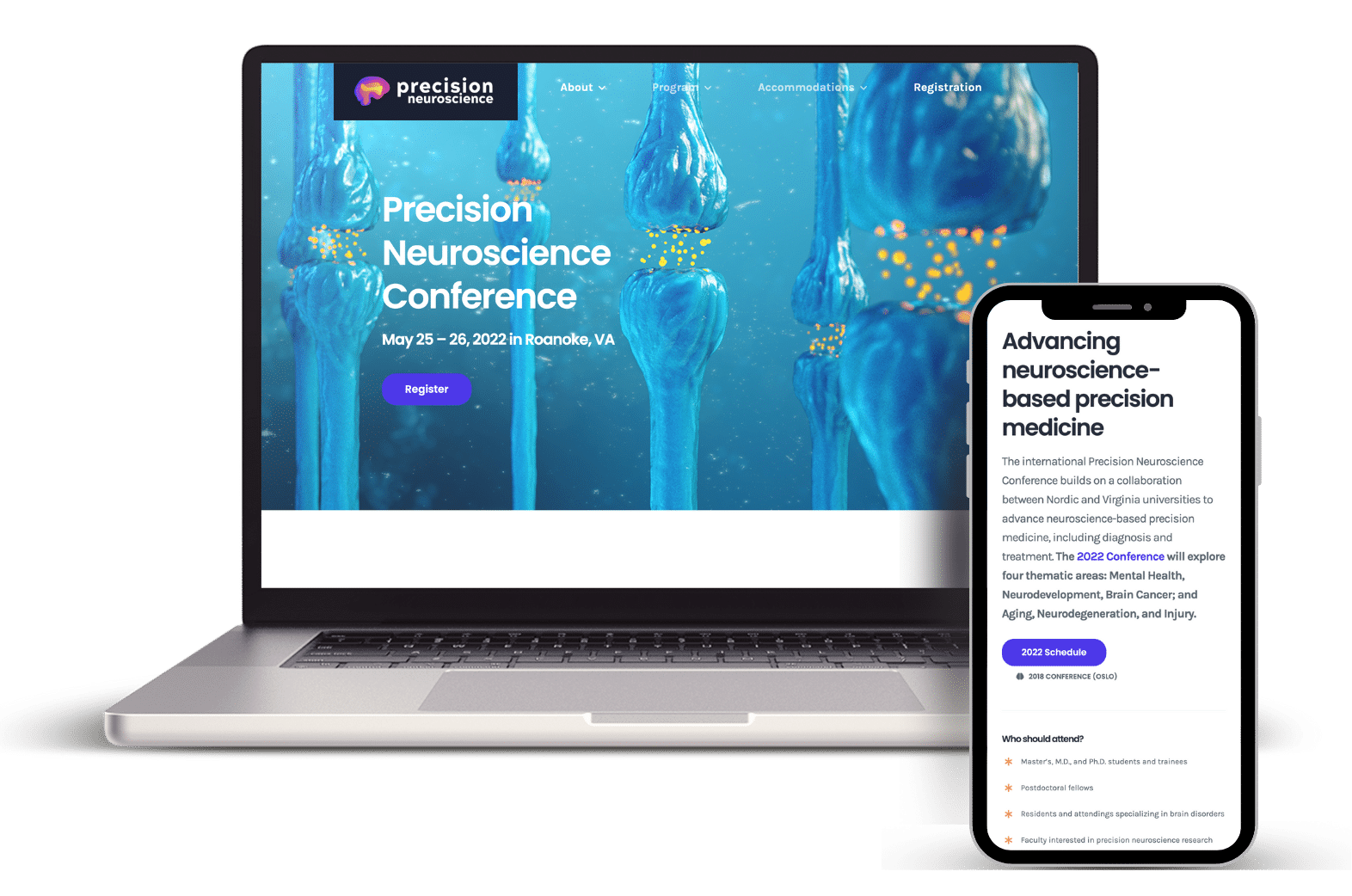 International Precision Neuroscience Conference Website Design by Mesa Marketing